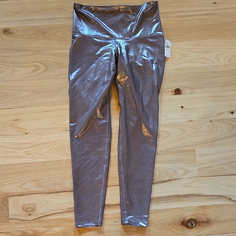 Metallic Silver Kids Leggings